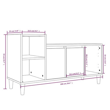 Tv-meubel 100x35x55 cm bewerkt hout zwart 9