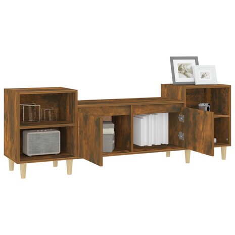 Tv-meubel 160x35x55 cm bewerkt hout gerookt eikenkleurig 5