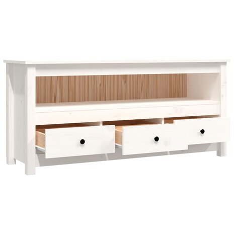 Tv-meubel 114x35x52 cm massief grenenhout wit 7