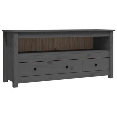 Tv-meubel 114x35x52 cm massief grenenhout grijs 2