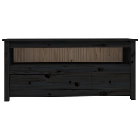 Tv-meubel 114x35x52 cm massief grenenhout zwart 6