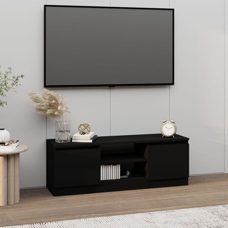 Tv-meubel met deur 102x30x36 cm zwart 1