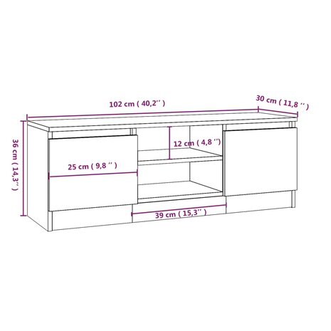 Tv-meubel met deur 102x30x36 cm zwart 9