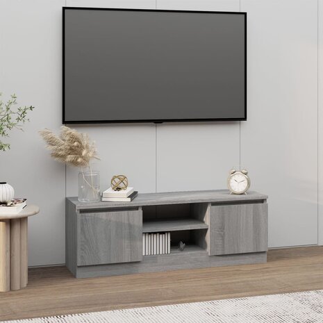 Tv-meubel met deur 102x30x36 cm grijs sonoma eikenkleurig 1