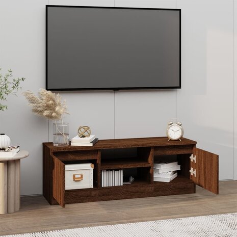 Tv-meubel met deur 102x30x36 cm bruin eikenkleur 3