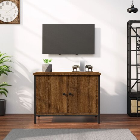 Tv-meubel met deuren 60x35x45 cm bewerkt hout bruin eiken 1