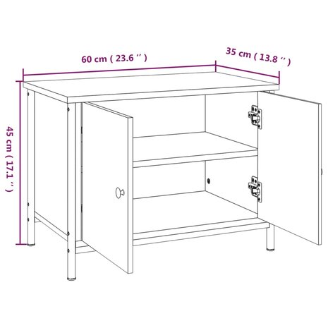 Tv-meubel met deuren 60x35x45 cm bewerkt hout bruin eiken 10