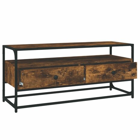 Tv-meubel 100x35x45 cm bewerkt hout gerookt eikenkleurig 5