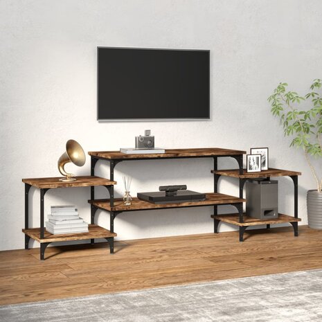 Tv-meubel 157x35x52 cm bewerkt hout gerookt eikenkleurig 1