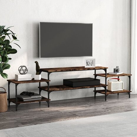 Tv-meubel 197x35x52 cm bewerkt hout gerookt eikenkleurig 1