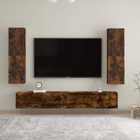 Tv-wandmeubels 2 st 30,5x30x110 cm gerookt eikenkleurig 1