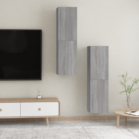 Tv-wandmeubels 2 st 30,5x30x110 cm grijs sonoma eikenkleurig 4