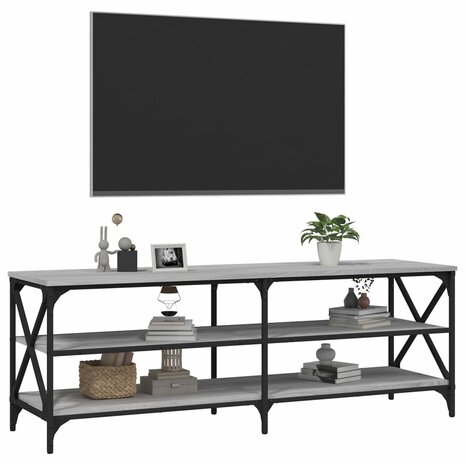 Tv-meubel 140x40x50 cm bewerkt hout grijs sonoma eikenkleurig 4