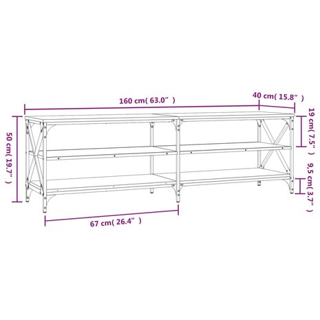 Tv-meubel 160x40x50 cm bewerkt hout sonoma eikenkleurig 9