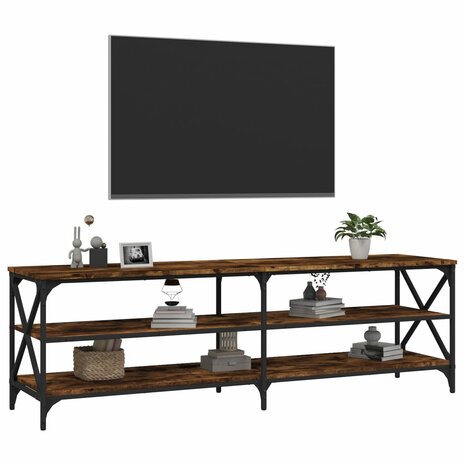 Tv-meubel 160x40x50 cm bewerkt hout gerookt eikenkleurig 4