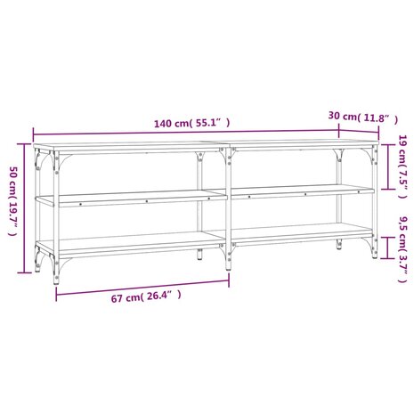 Tv-meubel 140x30x50 cm bewerkt hout bruin eikenkleur 9