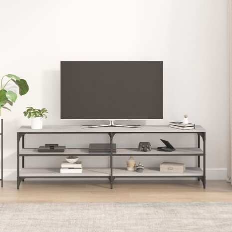 Tv-meubel 160x30x50 cm bewerkt hout grijs sonoma eikenkleurig 3