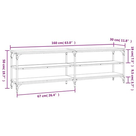 Tv-meubel 160x30x50 cm bewerkt hout grijs sonoma eikenkleurig 9