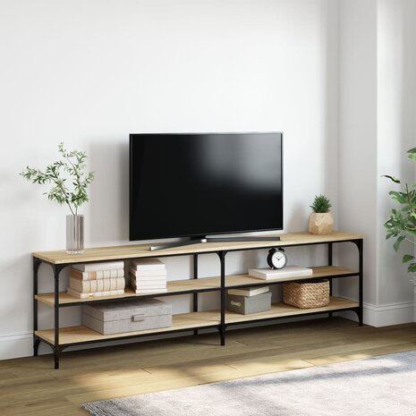 Tv-meubel 180x30x50 cm bewerkt hout metaal sonoma eikenkleurig 1