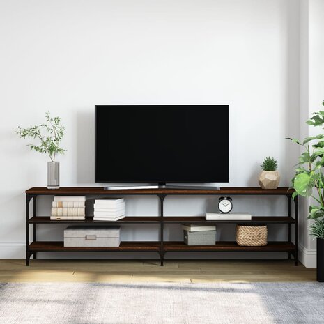 Tv-meubel 180x30x50 cm bewerkt hout metaal bruin eikenkleur 3