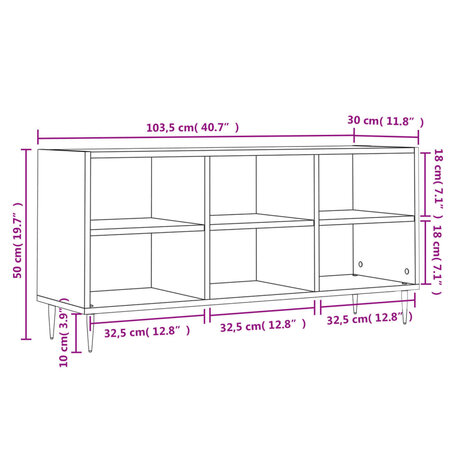 Tv-meubel 103,5x30x50 cm bewerkt hout wit 9