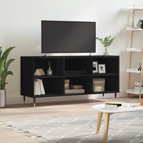 Tv-meubel 103,5x30x50 cm bewerkt hout zwart 1