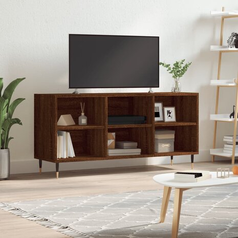 Tv-meubel 103,5x30x50 cm bewerkt hout bruin eikenkleur 1