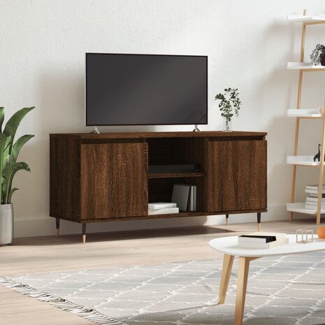 Tv-meubel 104x35x50 cm bewerkt hout bruin eikenkleur 1