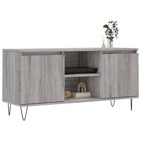 Tv-meubel 104x35x50 cm bewerkt hout grijs sonoma eikenkleurig 3