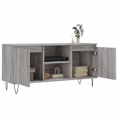 Tv-meubel 104x35x50 cm bewerkt hout grijs sonoma eikenkleurig 4