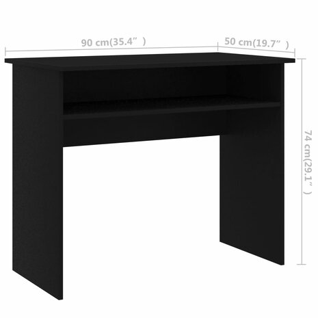 Bureau 90x50x74 cm bewerkt hout zwart 6