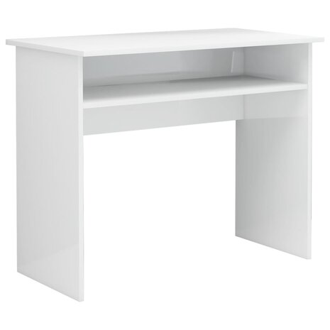 Bureau 90x50x74 cm bewerkt hout hoogglans wit 2