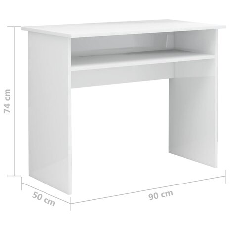 Bureau 90x50x74 cm bewerkt hout hoogglans wit 6