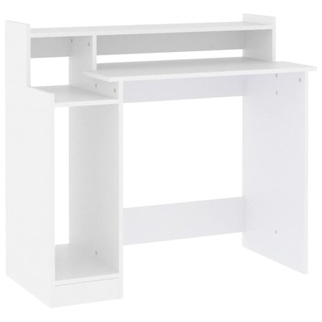 Bureau met LED-verlichting 97x45x90 cm bewerkt hout wit 3