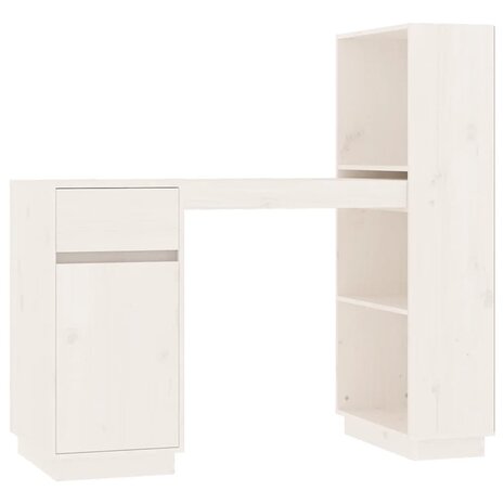 Bureau 110x53x117 cm massief grenenhout wit 7