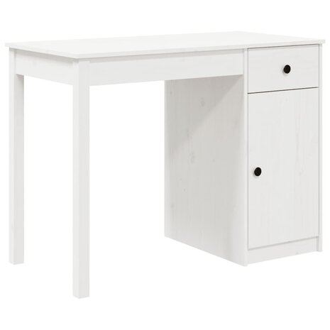 Bureau 100x50x75 cm massief grenenhout wit 2