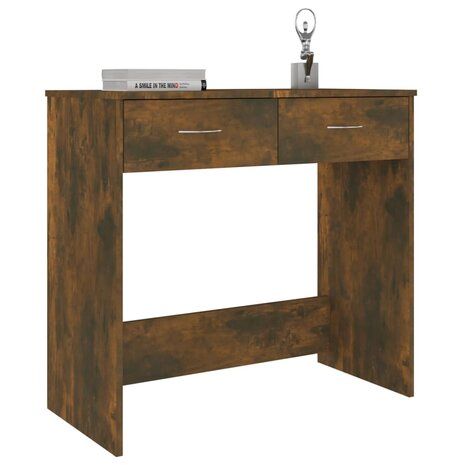 Bureau 80x40x75 cm bewerkt hout gerookt eikenkleurig 3