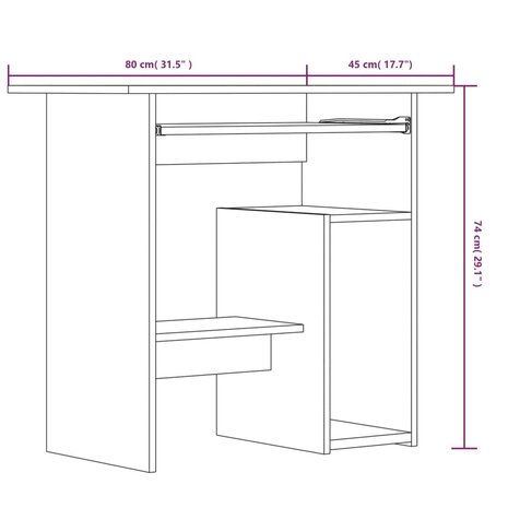 Bureau 80x45x74 cm bewerkt hout gerookt eikenkleurig 7