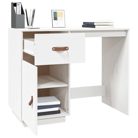 Bureau 95x50x75 cm massief grenenhout wit 4