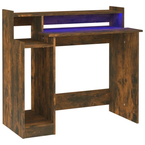 Bureau met LED-verlichting 97x45x90 cm hout gerookt eikenkleur 2