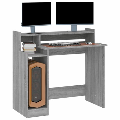 Bureau met LED-verlichting 97x45x90 cm hout grijs sonoma eiken 7