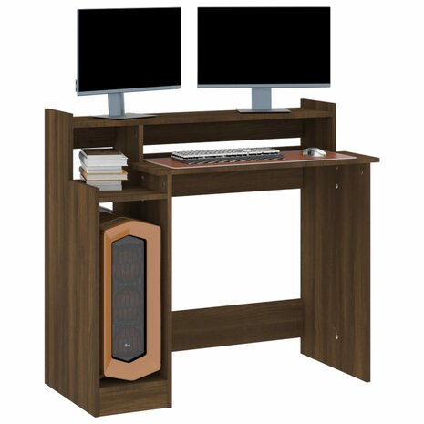 Bureau met LED-verlichting 97x45x90 cm hout bruin eikenkleur 7