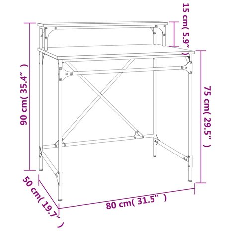 Bureau 80x50x90 cm bewerkt hout en ijzer zwart 9