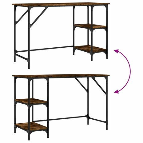 Bureau 120x50x75 cm metaal en bewerkt hout gerookt eikenkleurig 8