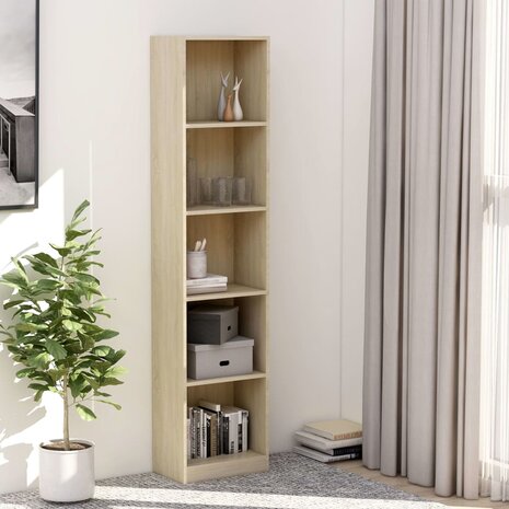 Boekenkast met 5 schappen 40x24x175 cm bewerkt hout sonoma eik 1