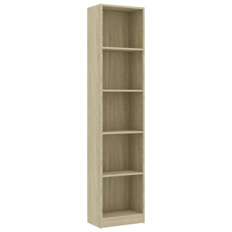 Boekenkast met 5 schappen 40x24x175 cm bewerkt hout sonoma eik 2