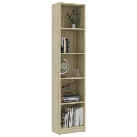 Boekenkast met 5 schappen 40x24x175 cm bewerkt hout sonoma eik 3