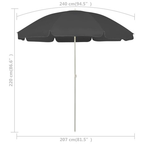 Strandparasol 240 cm antracietkleurig 6