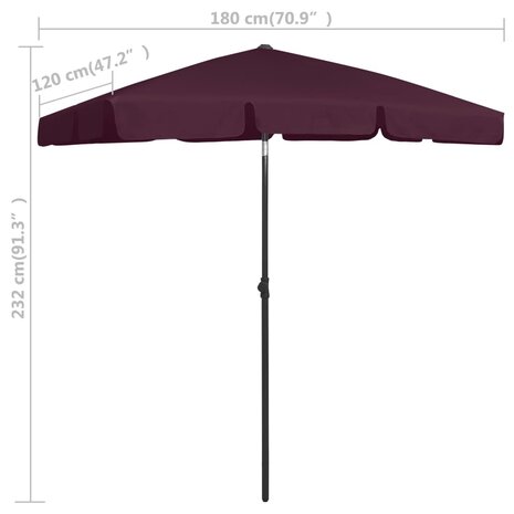 Strandparasol 180x120 cm bordeauxrood 8