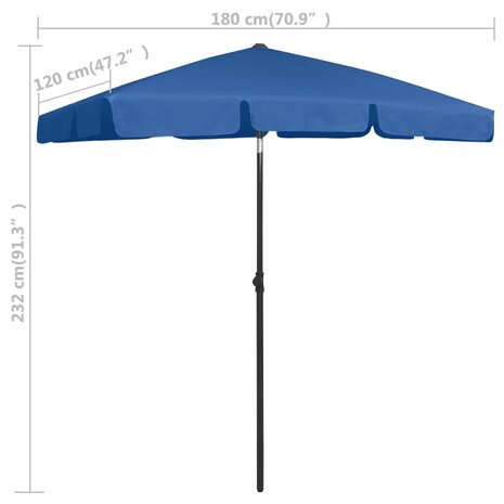 Strandparasol 180x120 cm azuurblauw 8